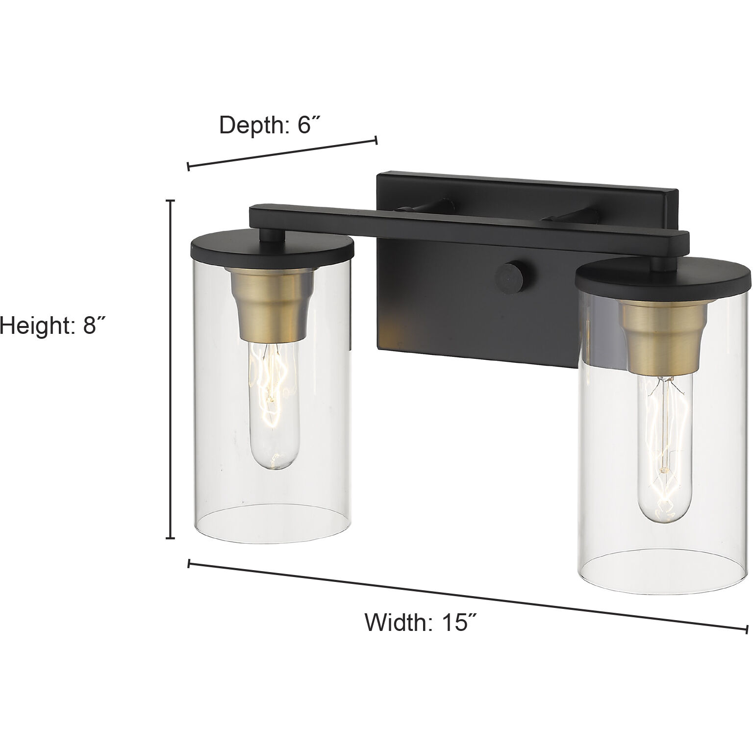 Pasadena 2 Light 14.75 inch Matte Black/Heirloom Bronze Bathroom Vanity Light Wall Light